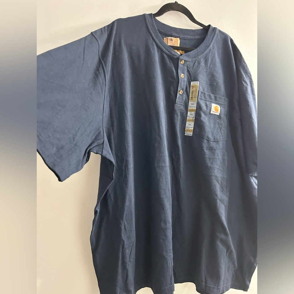 NWT Carhartt mens Workwear Pocket Henley Shirt loose fit navy - Picture 6 of 6
